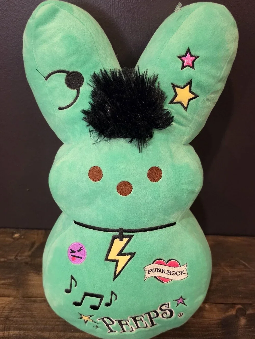 Peeps Emo Punk Rock Green Bunny Plush 15” Goth Alt Stuffed Animal